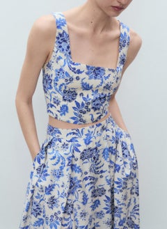 MANGO Long Floral Flared Skirt  - Image 3