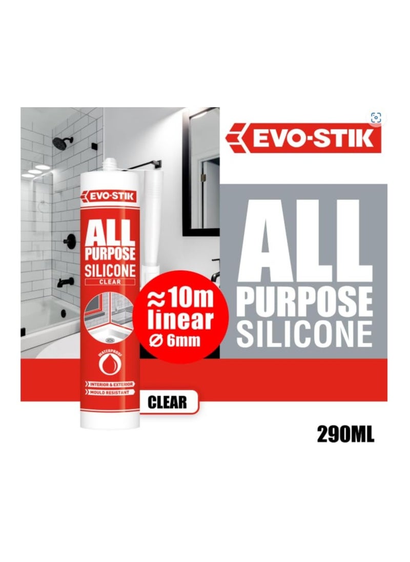 EVO-STIK - All-Purpose Silicone Sealant 280ml - Pack of 2 with Free Silicone Gun, High-Performance Adhesive for DIY, Repairs, and Construction Projects. - Image 1