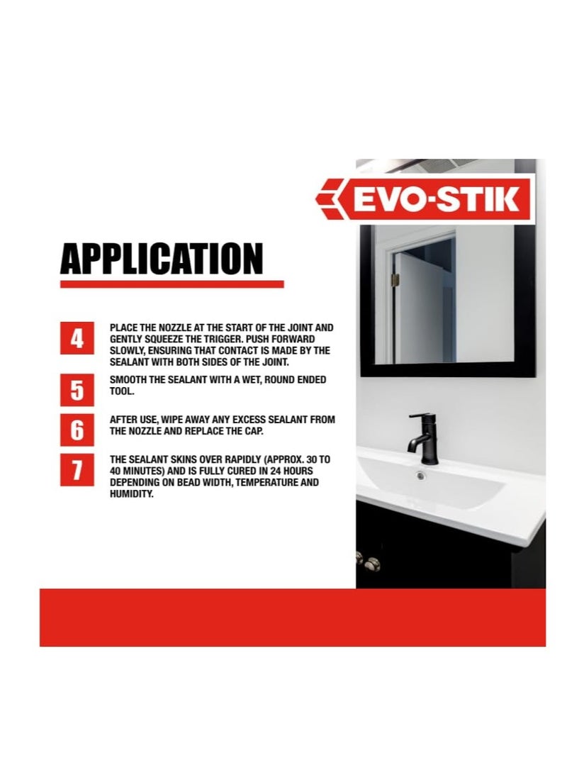 EVO-STIK - All-Purpose Silicone Sealant 280ml - Pack of 2 with Free Silicone Gun, High-Performance Adhesive for DIY, Repairs, and Construction Projects. - Image 1