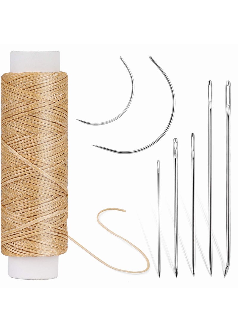 Y&D 32 Yards Waxed Thread with 7 pcs Leather Hand Sewing Needles, 150D Flat and Repair Needles for Home Upholstery Carpet Cord Craft DIY - Image 1