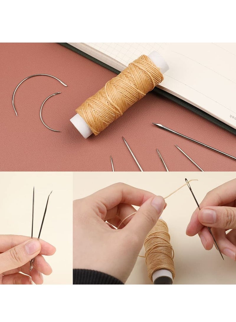 Y&D 32 Yards Waxed Thread with 7 pcs Leather Hand Sewing Needles, 150D Flat and Repair Needles for Home Upholstery Carpet Cord Craft DIY - Image 5