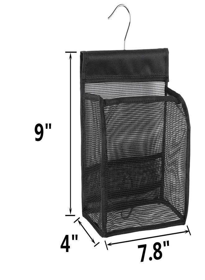 ALYER Hanging Mesh Shower Caddy Organizer Bathroom Storage Bag with Hooks for College Dorm, Gym, Swimming,RV and Travel,Black - Image 2