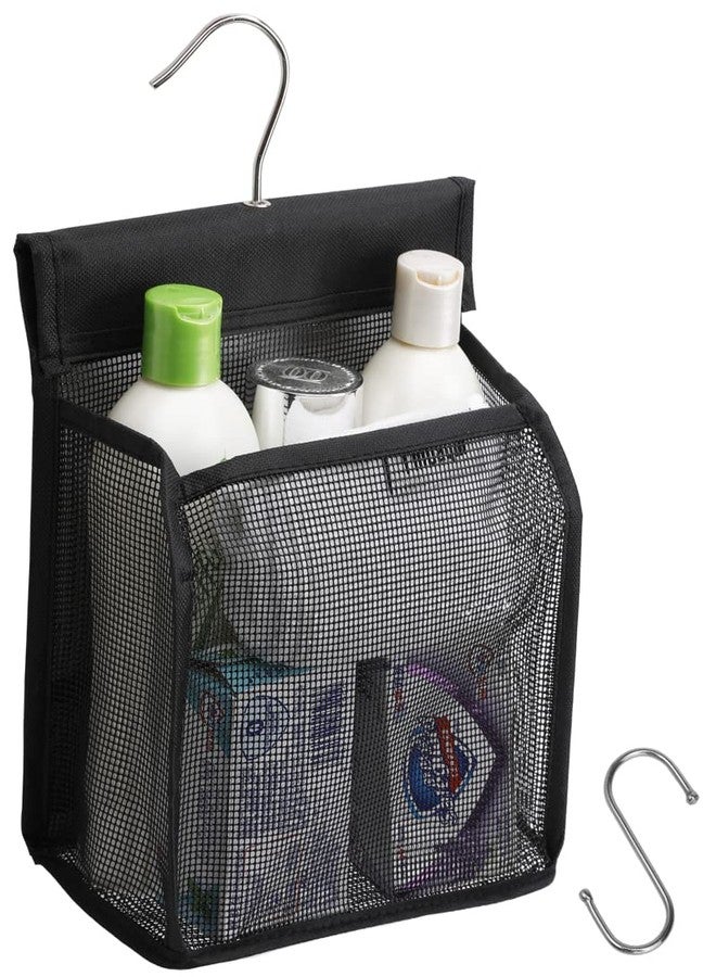 ALYER Hanging Mesh Shower Caddy Organizer Bathroom Storage Bag with Hooks for College Dorm, Gym, Swimming,RV and Travel,Black - Image 1