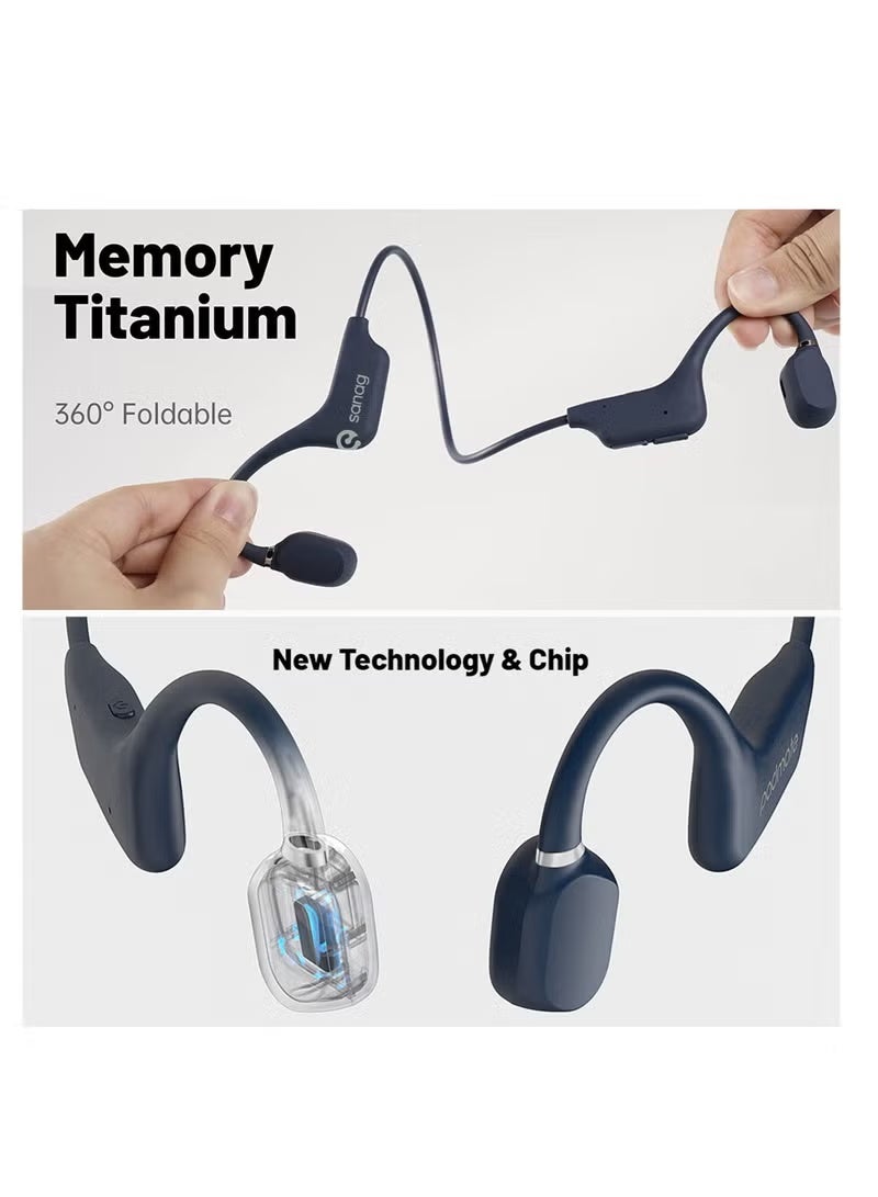 ساناج B30S PRO - سماعات أذن رياضية بلوتوث مفتوحة القناة وسعة تخزين 64 جيجابايت، حجرة رنين ACA من الجيل الرابع، سماعات أذن للسباحة مقاومة للماء IPX8، ملاءمة آمنة، استماع تحت الماء، مناسبة للجري والسباحة (أزرق فاخر) - Image 3