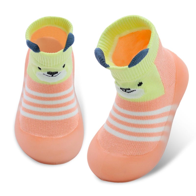 Dexspoeny Baby Shoes-Baby Sock Shoes 12-15 Months 1 Pair Baby Girl Slippers Non Slip Sock Shoes Baby Walking Shoes Soft Rubber Toddler Boy Shoes for Baby Boy Girls Infant Pink - Image 4
