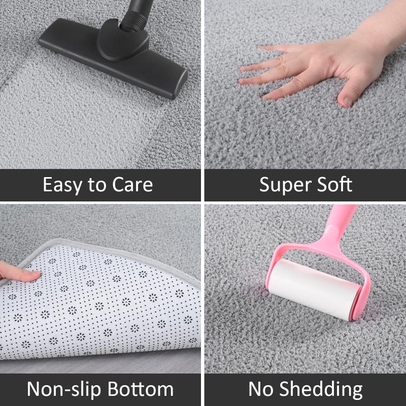 Arogan Shag Runner Brug للممرات 2 × 6 أقدام سجاد قابلة للغسل مع رغوة الذاكرة لمدخل غرفة النوم الداخلية رمي رمي سجادة لغرفة المعيشة بجانب السرير للأطفال - Image 3
