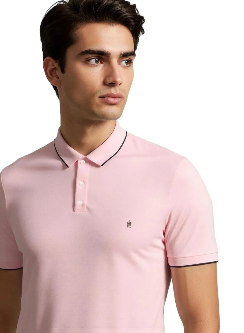 French Connection Pink Mel Marine Basic Premium Cotton Logo Polo Shirt for Men | Best Price UAE