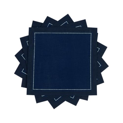 Five Star Napkins Luxury Cotton Cloth Cocktail Napkins - Bar Napkins, Party Napkins, Beverage Napkins, Events, Holiday, Wedding, Birthday, Parties - 4.5" x 4.5" - Disposable (50 x) Midnight Blue - Image 1