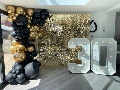 Kate Shimmer Wall Backdrop Light Gold Square Sequin Wall Panel Backdrop Decor for Wedding, Anniversary, Birthday, Party, 24 Panels - Image 4