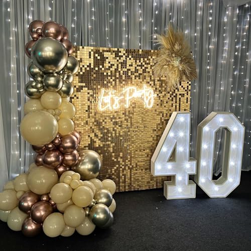 Kate Shimmer Wall Backdrop Light Gold Square Sequin Wall Panel Backdrop Decor for Wedding, Anniversary, Birthday, Party, 24 Panels - Image 5