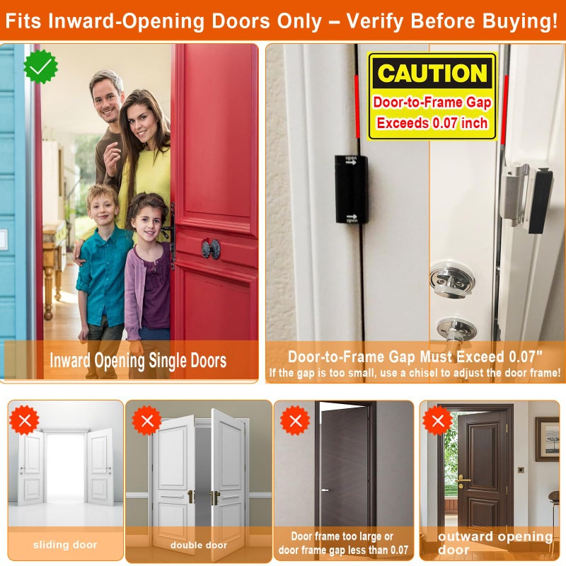 Comfylichi Home Security Door Reinforcement Lock, Upgraded Front Door Locks for Kids Safety Withstand 800 lbs, Child Proof Door Lock, Extra Door Lock from Inside Prevent Unauthorized Entry (2 Pack, Silver) - Image 4