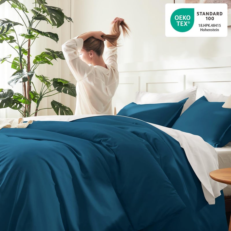Litanika Teal Comforter King Size, 3 Pieces Turquoise Lightweight Solid Bedding Comforter Set, All Season Fluffy Bed Set (104x90In Comforter & 2 Pillowcases) - Image 4