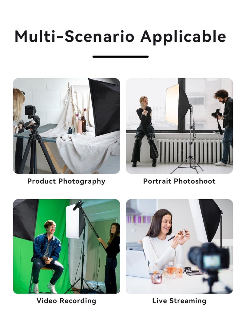 LEOKOR Photography Softbox Lighting Kit, Professional Studio Lighting Equipment, 50*70CM Continuous Lighting System for Photography/Video Recording/Live Streaming/Portraits Shooting, 3 Colors LED Light * 3 + 50x70cm Softbox * 3 + 2M Light Stand * 3 + Remote Control * 3 + Boom Arm * 1+ Carry Bag * 1 - Image 4