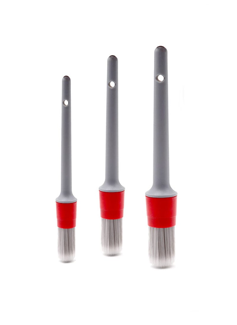 SYOSI Detailing Brush Set - 3 Pcs Soft Automotive Detail Brushes, Different Sizes Car Detailing Brushes for Cleaning Wheels, Engine, Interior, Air Vents, Car, Motorcy Grey  - Image 1