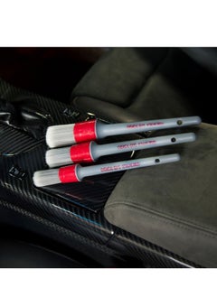 SYOSI Detailing Brush Set - 3 Pcs Soft Automotive Detail Brushes, Different Sizes Car Detailing Brushes for Cleaning Wheels, Engine, Interior, Air Vents, Car, Motorcy Grey  - Image 2