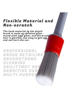 SYOSI Detailing Brush Set - 3 Pcs Soft Automotive Detail Brushes, Different Sizes Car Detailing Brushes for Cleaning Wheels, Engine, Interior, Air Vents, Car, Motorcy Grey  - Image 4