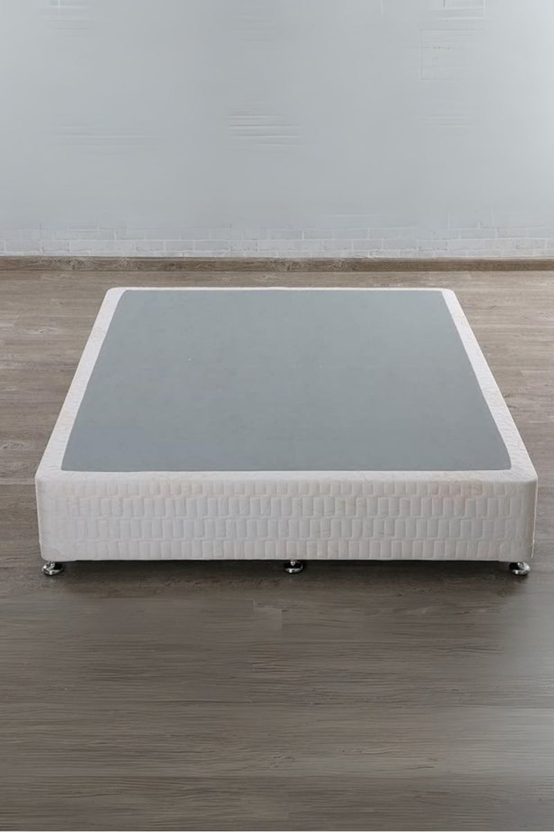 Karnak Premium Divan Bed Base with Chrome Legs – Bed Size 100cm x 200cm , White Woven Fabric – Modern Minimalist Foundation Platform for Mattress – Durable & Stylish Support - Image 2