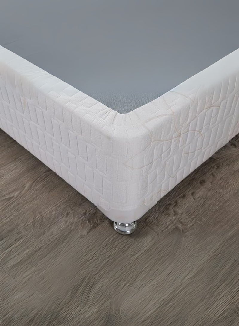 Karnak Premium Divan Bed Base with Chrome Legs – Bed Size 100cm x 200cm , White Woven Fabric – Modern Minimalist Foundation Platform for Mattress – Durable & Stylish Support - Image 3