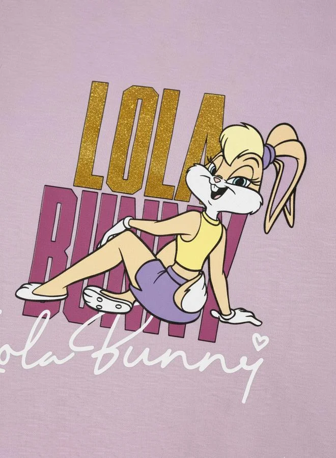 Looney Tunes Graphic Print Round Neck Fashion T-shirt