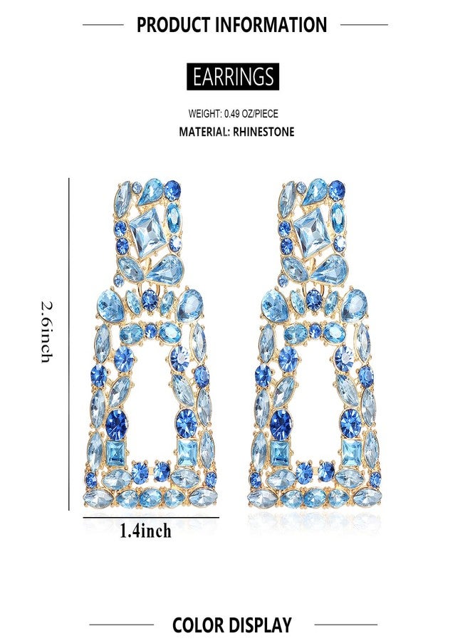 KELMALL Chunky Geometric Rhinestone Dangle Earrings for Women - Bold Rectangle Statement Drop Earrings, Gift-Boxed Fashion Jewelry - Image 4