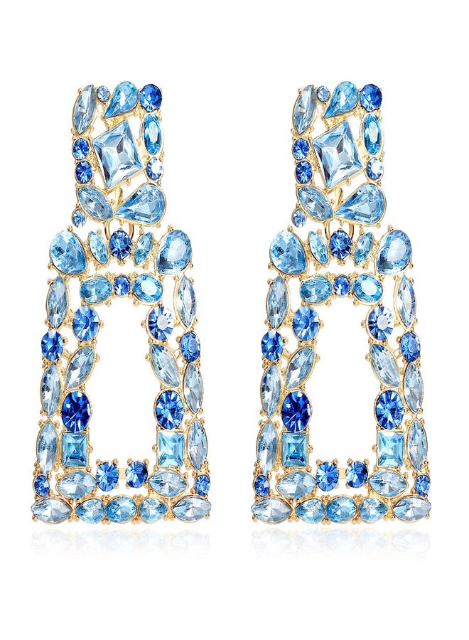 KELMALL Chunky Geometric Rhinestone Dangle Earrings for Women - Bold Rectangle Statement Drop Earrings, Gift-Boxed Fashion Jewelry - Image 1