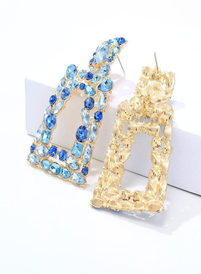 KELMALL Chunky Geometric Rhinestone Dangle Earrings for Women - Bold Rectangle Statement Drop Earrings, Gift-Boxed Fashion Jewelry - Image 5