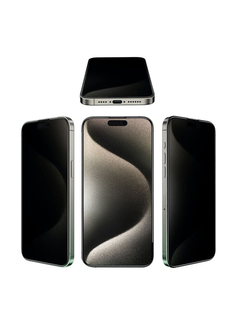 GREEN LION Anthony 360° Privacy Screen Protector for iPhone 14 Pro / 4-Way Anti-Peeping Glass / Smudge-Free Screen / Anti Fingerprint / Anti-Scratch / Grease Resistance / 9H Tempered Glass / 3D Arc Edge - Black  - Image 3