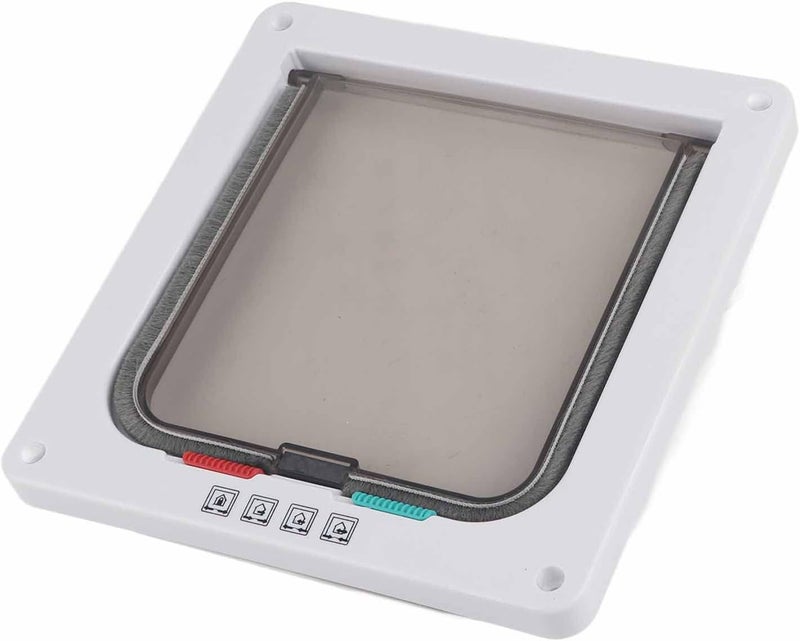 4 Way Lockable Pet Flap Door for Small Dogs and Cats, White Plastic Cat Door with Dual Flap Weatherproof Design, Lockable Security Flap for Interior Exterior Doors - Image 5