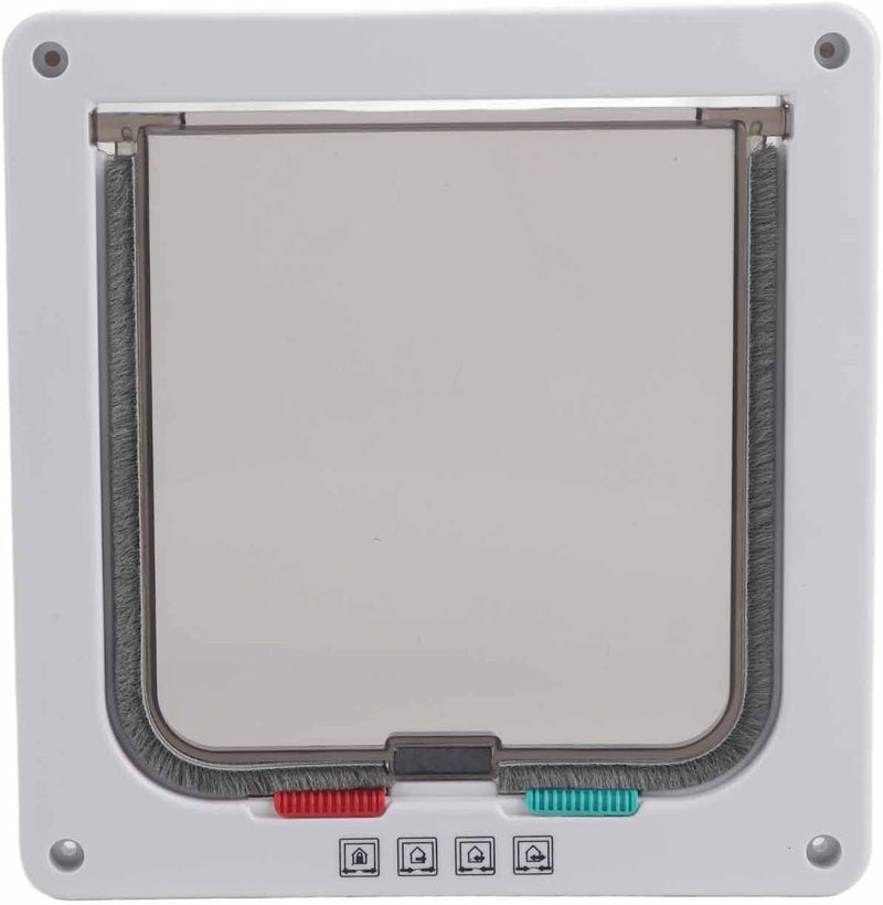 4 Way Lockable Pet Flap Door for Small Dogs and Cats, White Plastic Cat Door with Dual Flap Weatherproof Design, Lockable Security Flap for Interior Exterior Doors - Image 2