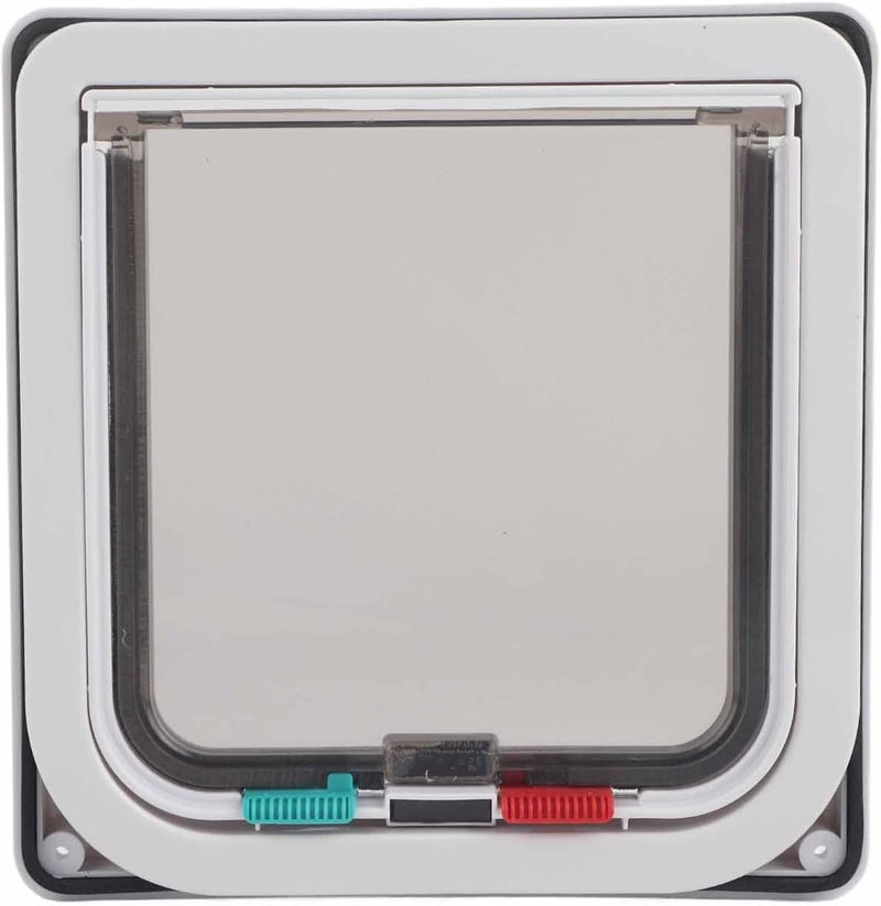 4 Way Lockable Pet Flap Door for Small Dogs and Cats, White Plastic Cat Door with Dual Flap Weatherproof Design, Lockable Security Flap for Interior Exterior Doors - Image 3