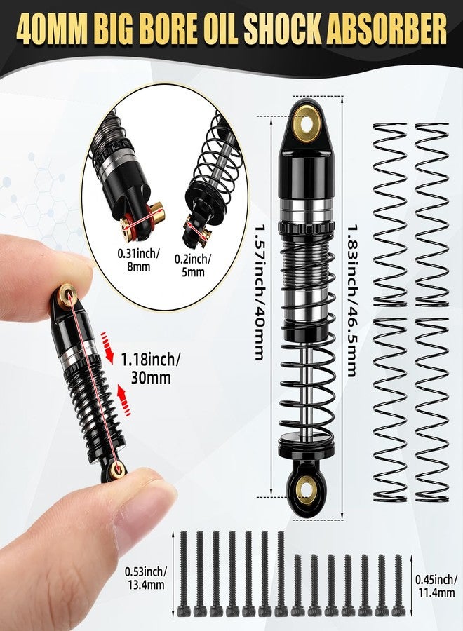 Skylety 7PCS RC Upgrade Kit Compatible with Axial SCX24 1/24 Crawler, 40mm Oil Filled Shock Absorbers, Brass Skid Plate, Steel Drive Shaft, Heavy Counterweight Chassis Parts - Image 2