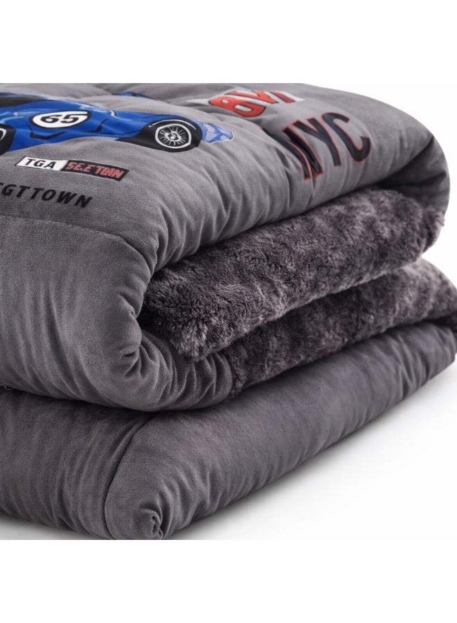 مينجلي مفرش سرير أطفال 3 قطع وجهين فرو ومخمل – ناعم ودافئ – مقاس 170×220 سم - Image 3