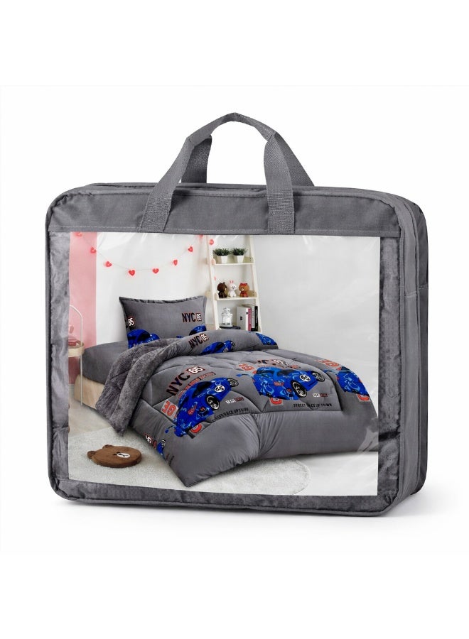 مينجلي مفرش سرير أطفال 3 قطع وجهين فرو ومخمل – ناعم ودافئ – مقاس 170×220 سم - Image 5