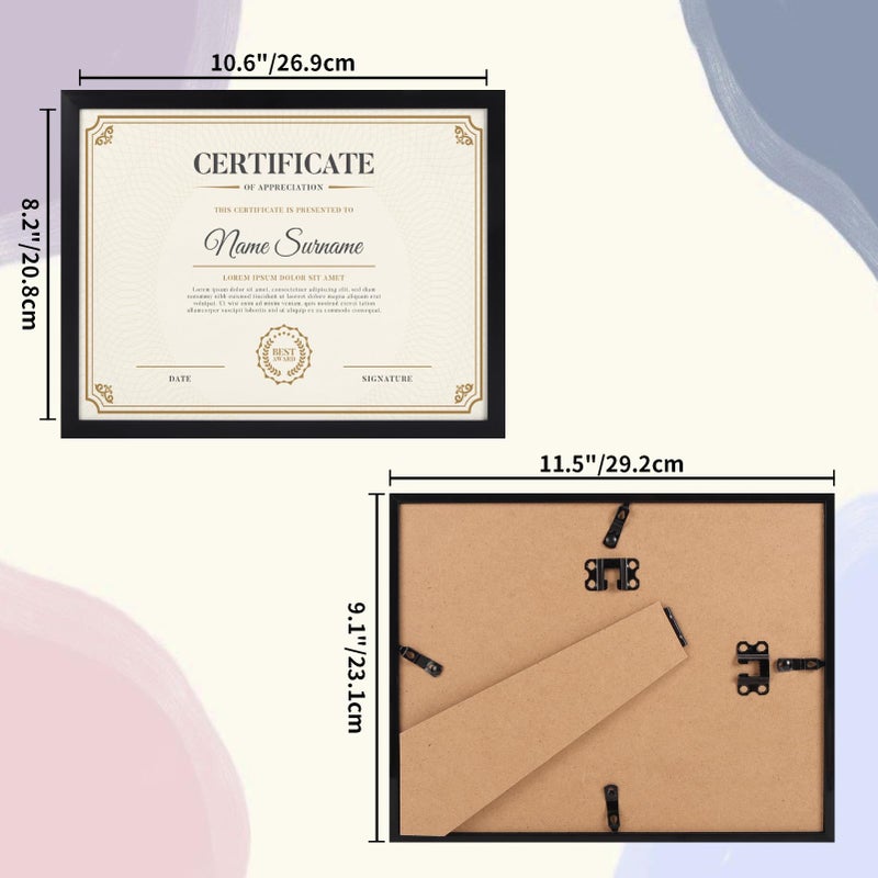 Wtrgas 8.5x11 Black Picture Frames Set of 8, 8.5 by 11 Picture Frame for Award Certificate and Diploma Display on Wall or Tabletop - Image 2
