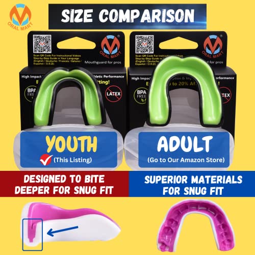 Oral Mart Black/Green Youth Mouthguard for Kids - Youth Mouthguard for Karate, Flag Football, Martial Arts, Taekwondo, Boxing, Football, Rugby, BJJ, Muay Thai, Soccer, Hockey - Image 3