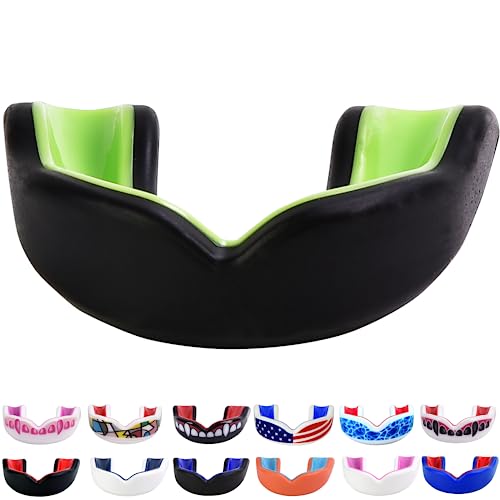 Oral Mart Black/Green Youth Mouthguard for Kids - Youth Mouthguard for Karate, Flag Football, Martial Arts, Taekwondo, Boxing, Football, Rugby, BJJ, Muay Thai, Soccer, Hockey - Image 1