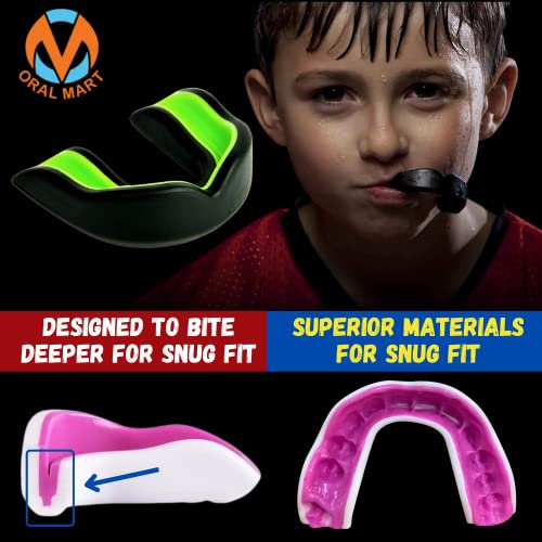 Oral Mart Black/Green Youth Mouthguard for Kids - Youth Mouthguard for Karate, Flag Football, Martial Arts, Taekwondo, Boxing, Football, Rugby, BJJ, Muay Thai, Soccer, Hockey - Image 5