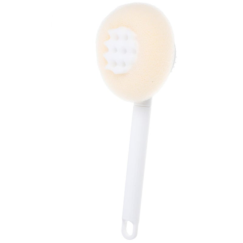 Long Handle Bath Brush With Suction Cup Beige Exfoliating Back Scrubber For Shower Men And Women - Image 2