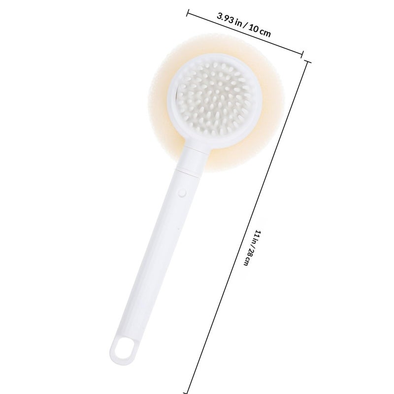 Long Handle Bath Brush With Suction Cup Beige Exfoliating Back Scrubber For Shower Men And Women - Image 3