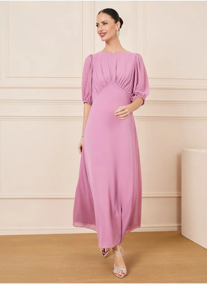 Styli Gathered Detail A-Line Maxi Dress