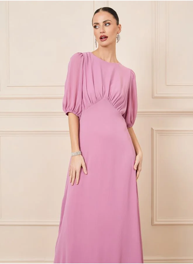 Styli Gathered Detail A-Line Maxi Dress