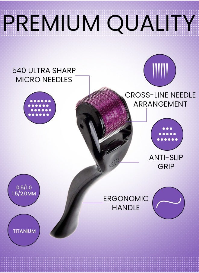 MiMi & BeiBei 0.5mm Microneedle Roller System For Hair & Beard Growth with 540 Titanium Needles, Derma Microneedling Roller for Hair Beard Eyelash & Eyebrow Growth, Repairs Damaged Hairs Follicles  - Image 2