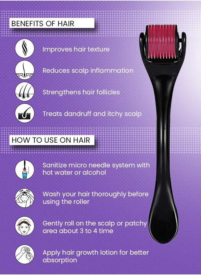 MiMi & BeiBei 0.5mm Microneedle Roller System For Hair & Beard Growth with 540 Titanium Needles, Derma Microneedling Roller for Hair Beard Eyelash & Eyebrow Growth, Repairs Damaged Hairs Follicles  - Image 5