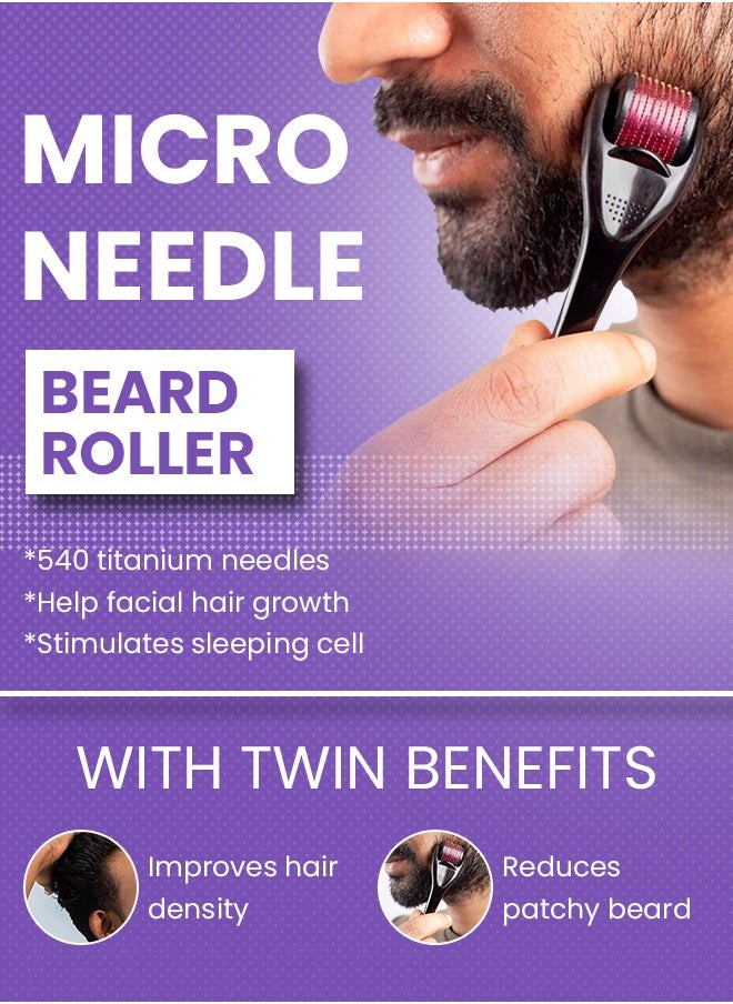 MiMi & BeiBei 0.5mm Microneedle Roller System For Hair & Beard Growth with 540 Titanium Needles, Derma Microneedling Roller for Hair Beard Eyelash & Eyebrow Growth, Repairs Damaged Hairs Follicles  - Image 4