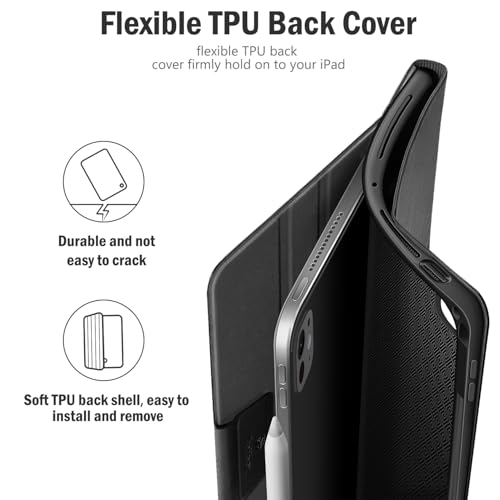 Antbox for iPad Pro 11 Inch Case M5 2025/M4 2024, Built-in Pencil Holder, Fully Supports Pencil Pro/USB-C, Auto Sleep/Wake Function Vegan Leather (Black) - Image 2