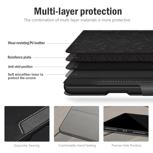 Antbox for iPad Pro 11 Inch Case M5 2025/M4 2024, Built-in Pencil Holder, Fully Supports Pencil Pro/USB-C, Auto Sleep/Wake Function Vegan Leather (Black) - Image 5
