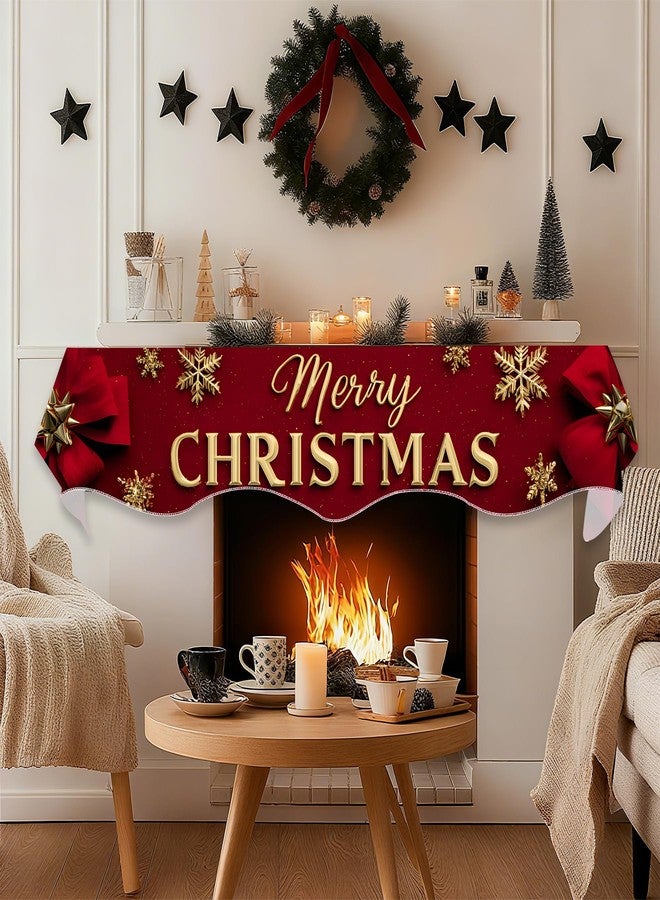 BVBOX Christmas Fireplace Mantel Scarf Decorative Cover Runner for Xmas Winter Mantel Shelf Top - Image 4