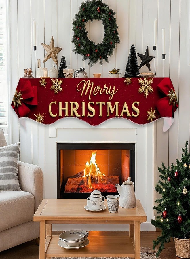 BVBOX Christmas Fireplace Mantel Scarf Decorative Cover Runner for Xmas Winter Mantel Shelf Top - Image 5