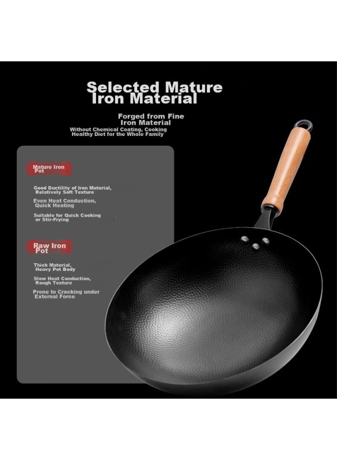 Jitiechui Ji Tiema Zhangqiu Wok Iron Pan Stir-fry Pan Non-stick Pan Hand-forged Uncoated Traditional Cast Iron Pan For Gas Stove 34cm - Image 2