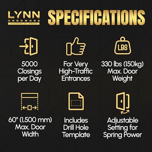 LYNN HARDWARE Extra Heavy Duty Automatic Door Closer (Silver) - Commercial Grade, Contractors Choice, Adjustable Speed, Delayed Closing Timer, 3 Mounting Options, 3 Hour Fire Rated (DC9016 Model) - Image 3
